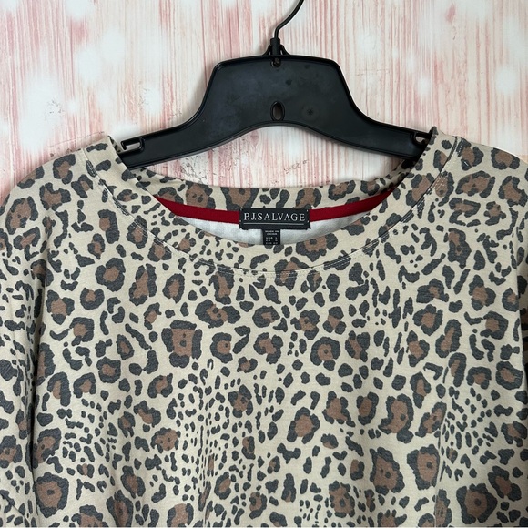 PJ Salvage Wild Heart Tan Leopard-Print French Terry Top - Picture 4 of 14
